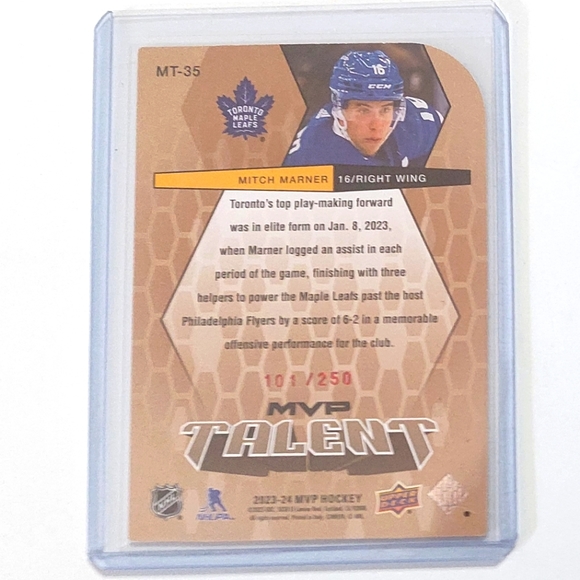 Toronto Maple Leafs Mitch Marner MVP Talent Die-Cut 101/250 2023/24 Hockey Card - Picture 2 of 2